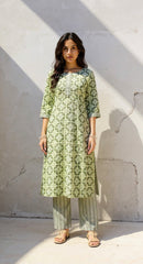 MINT GREEN COLOURED WOMEN'S VISCOSE RAYON KURTA WITH DUPATTA SET