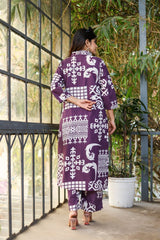 Kusoom WINE Cotton Kurta with Bottom | Digital Printed | Casual & Office Wear – Malaysia