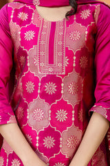 CHEERY PINK COLOURED TREDITIONAL WEAR KURTA SET