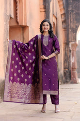 Jasmin Soft Silk Kurta Set with Bottom & Jacquard Dupatta | Festive & Party Wear | Premium Ethnic Outfit – Malaysia