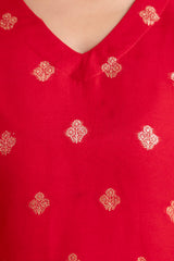 Rani Pink Maslin Kurta Set for Women | Weaving Jacquard Stitched Suit with Bottom & Dupatta | Elegant Ethnic Wear for Women Malaysia | Ready to Wear Kurti Set