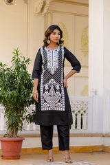 Black Pure Silk Kurta Set with Embroidery & Jacquard Dupatta | Women’s Partywear & Ethnic Collection Malaysia
