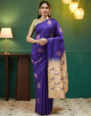 Premium Woven Silk Saree for Women | Dark Green & Maroon Traditional Indian Saree with Copper Zari Work | Wedding & Party Wear Saree Malaysia Online Shopping