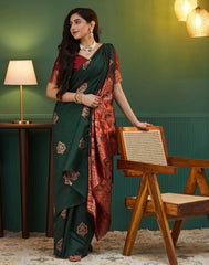 Elegant Dark Purple & Beige Woven Silk Saree for Women | Traditional Indian Banarasi Style Saree with Unstitched Blouse | Wedding & Party Wear Saree Malaysia