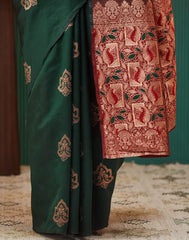 Elegant Dark Purple & Beige Woven Silk Saree for Women | Traditional Indian Banarasi Style Saree with Unstitched Blouse | Wedding & Party Wear Saree Malaysia