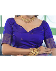 Banarasi Silk Blend Saree Sky Blue & Dark Blue with Golden Zari | Designer Indian Saree Online Malaysia | Wedding & Party Wear Saree for Women