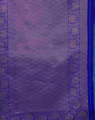 Banarasi Silk Blend Saree Sky Blue & Dark Blue with Golden Zari | Designer Indian Saree Online Malaysia | Wedding & Party Wear Saree for Women