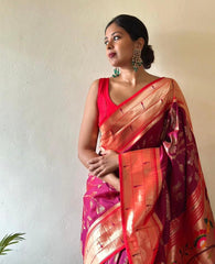 FEATURING PURE SILK THREADS WOVEN WITH INTRICATE TECHNIQUES BANARASI SAREE