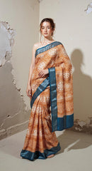 ORANGE DIGITAL PRINTED COTTON SAREE