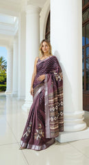 PURPLE DIGITAL PRINTED COTTON SAREE