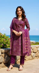 BROWN COLOURED WOMEN'S VISCOSE RAYON KURTA WITH DUPATTA SET