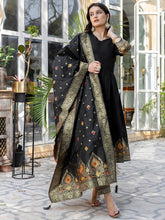 SHAILY Women’s Ethnic Motif Woven Silk Blend Kurta Set with Pants & Dupatta | Indian Traditional Outfit | Festive & Party Wear Kurti Malaysia