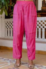 PINK COLOURED WOMEN'S VISCOSE RAYON KURTA WITH DUPATTA SET