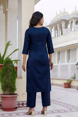 BLUE COLOURED WOMEN'S VISCOSE RAYON KURTA WITH DUPATTA SET