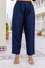 BLUE COLOURED WOMEN'S VISCOSE RAYON KURTA WITH DUPATTA SET