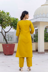 YELLOW COLOURED WOMEN'S VISCOSE RAYON KURTA WITH DUPATTA SET