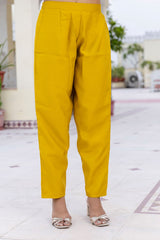 YELLOW COLOURED WOMEN'S VISCOSE RAYON KURTA WITH DUPATTA SET