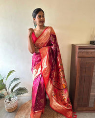 FEATURING PURE SILK THREADS WOVEN WITH INTRICATE TECHNIQUES BANARASI SAREE