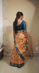 ORANGE DIGITAL PRINTED COTTON SAREE