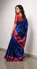 THE BANARASI SAREEIS MADE UP OF SILK THREADS WOVEN USING