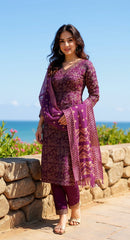 BROWN COLOURED WOMEN'S VISCOSE RAYON KURTA WITH DUPATTA SET