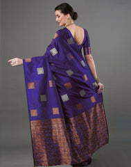 THE BANARASI SAREEIS MADE UP OF SILK THREADS WOVEN USING