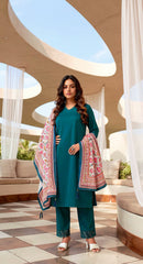 RAMA COLOURED WOMEN'S VISCOSE RAYON KURTA WITH DUPATTA SET