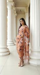 ORANGE DIGITAL PRINTED COTTON SAREE