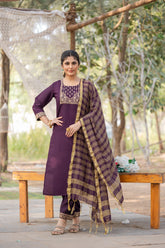 Premium Roman Silk Kurti Set with Chanderi Dupatta | Jacquard Work | Readymade Ethnic Wear for Women | Size S-XXL | Best Indian Suit in Malaysia