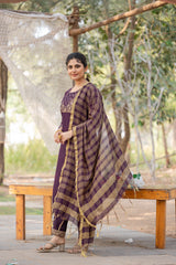 Premium Roman Silk Kurti Set with Chanderi Dupatta | Jacquard Work | Readymade Ethnic Wear for Women | Size S-XXL | Best Indian Suit in Malaysia