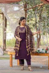 Premium Roman Silk Kurti Set with Chanderi Dupatta | Jacquard Work | Readymade Ethnic Wear for Women | Size S-XXL | Best Indian Suit in Malaysia