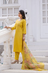 YELLOW COLOURED TREDITIONAL WEAR KURTA SET