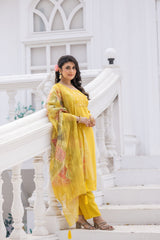 YELLOW COLOURED TREDITIONAL WEAR KURTA SET
