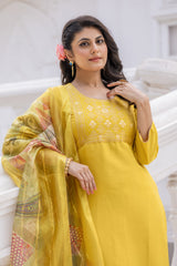 YELLOW COLOURED TREDITIONAL WEAR KURTA SET