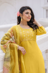 YELLOW COLOURED TREDITIONAL WEAR KURTA SET
