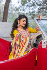 SK-13 Mustard Cotton Blend Kurta Set with Bottom & Polyester Dupatta | Embroidered 3-Piece Ethnic Wear – Malaysia