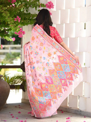 Kashmiri Weaving Multiple color thread weaving pure zari weaving Pink coloured saree