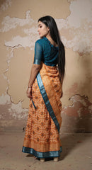 ORANGE DIGITAL PRINTED COTTON SAREE