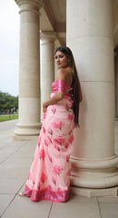 PINK DIGITAL PRINTED COTTON SAREE