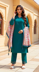 RAMA COLOURED WOMEN'S VISCOSE RAYON KURTA WITH DUPATTA SET