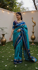 THE BANARASI SAREEIS MADE UP OF SILK THREADS WOVEN USING
