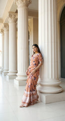 ORANGE DIGITAL PRINTED COTTON SAREE