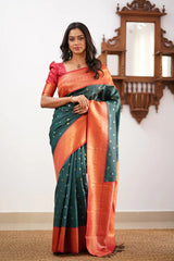Floral Zari Silk Blend Banarasi Saree