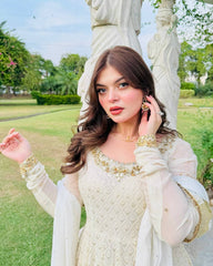 Off White Heavy Flair Long Gown