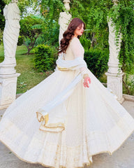 Off White Heavy Flair Long Gown