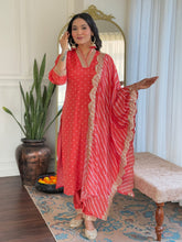 ORANGE COLOURED WOMEN'S REYON EMBROIDERED KURTA WITH PANT DUPATTA SET