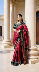 THE BANARASI SAREEIS MADE UP OF SILK THREADS WOVEN USING