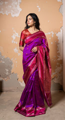 THE BANARASI SAREEIS MADE UP OF SILK THREADS WOVEN USING