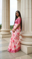 PINK DIGITAL PRINTED COTTON SAREE