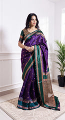 THE BANARASI SAREEIS MADE UP OF SILK THREADS WOVEN USING